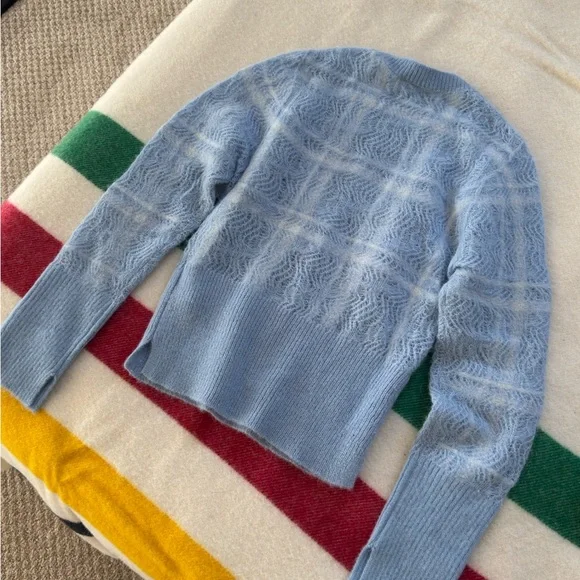 Phillip Lim Alpaca blend blue pointelle knit sweater xs-s - Picture 10 of 14